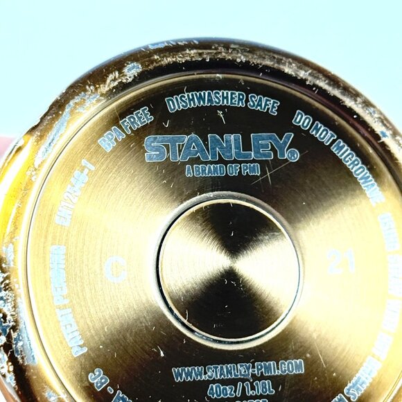 Stanley Quencher Stainless Steel 40 oz Travel Mug Bronze Gold White with Handle - Picture 6 of 10